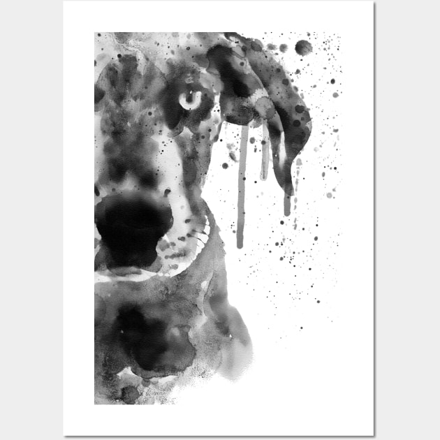 Black And White Half Faced Puppy Wall Art by Marian Voicu